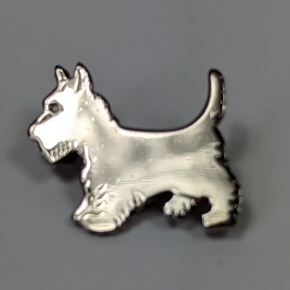 Vintage Silver Tone Scottie Dog Pin Brooch - Picture 1 of 4